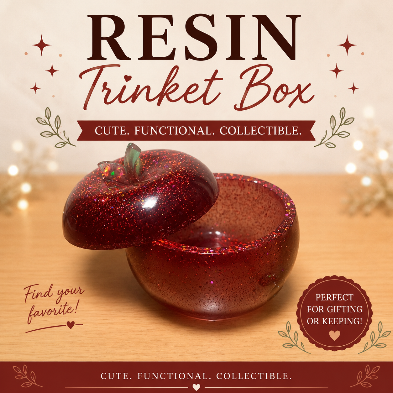 Apple Resin Trinket Box