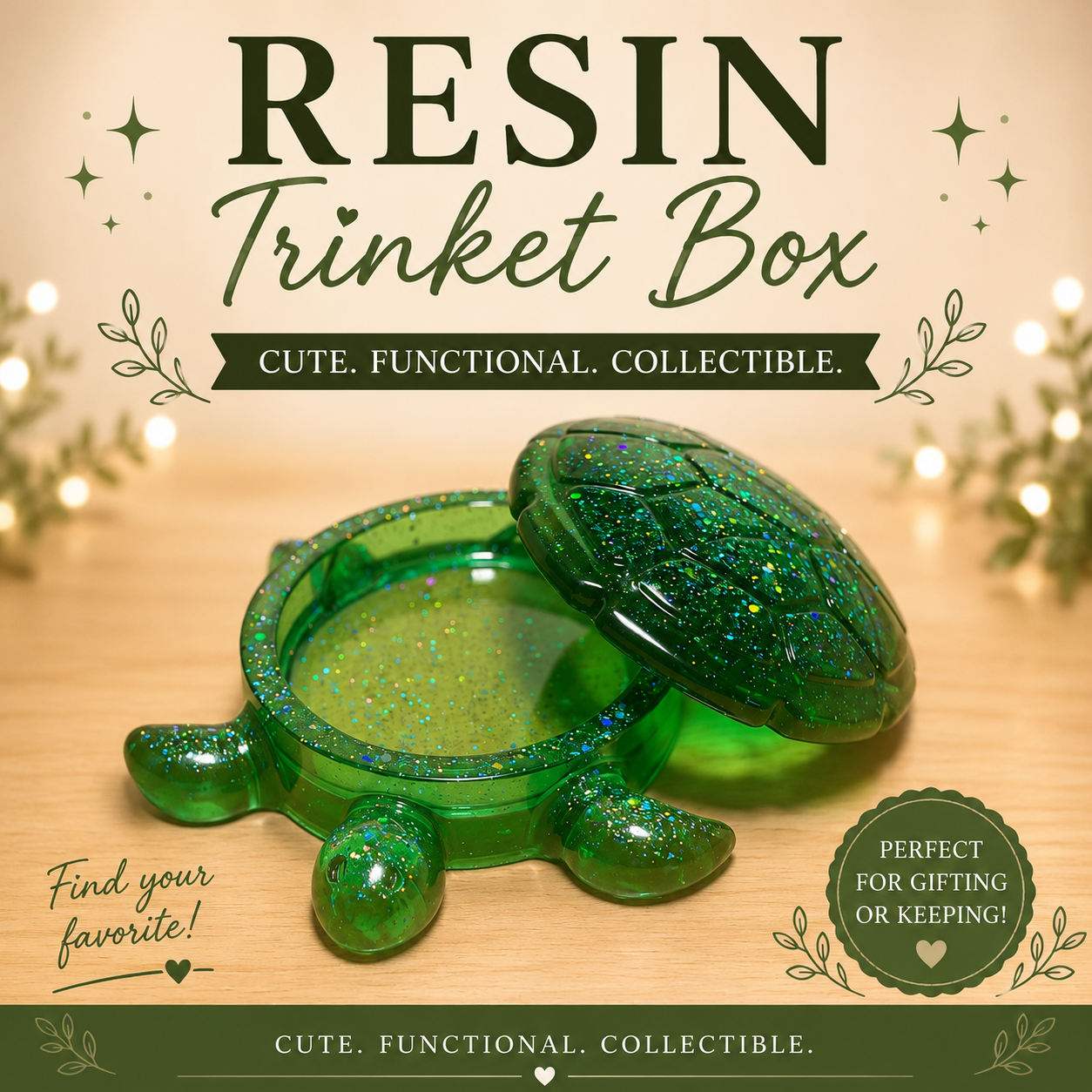 Turtle Resin Trinket Box