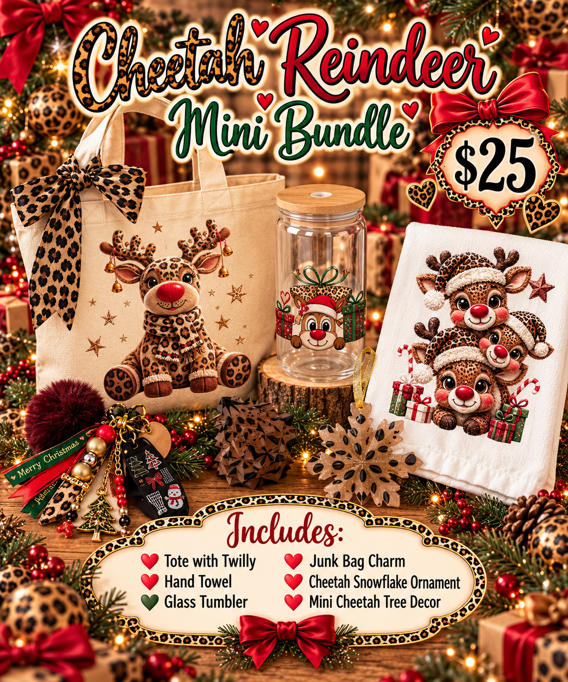Cheetah reindeer mini bundle