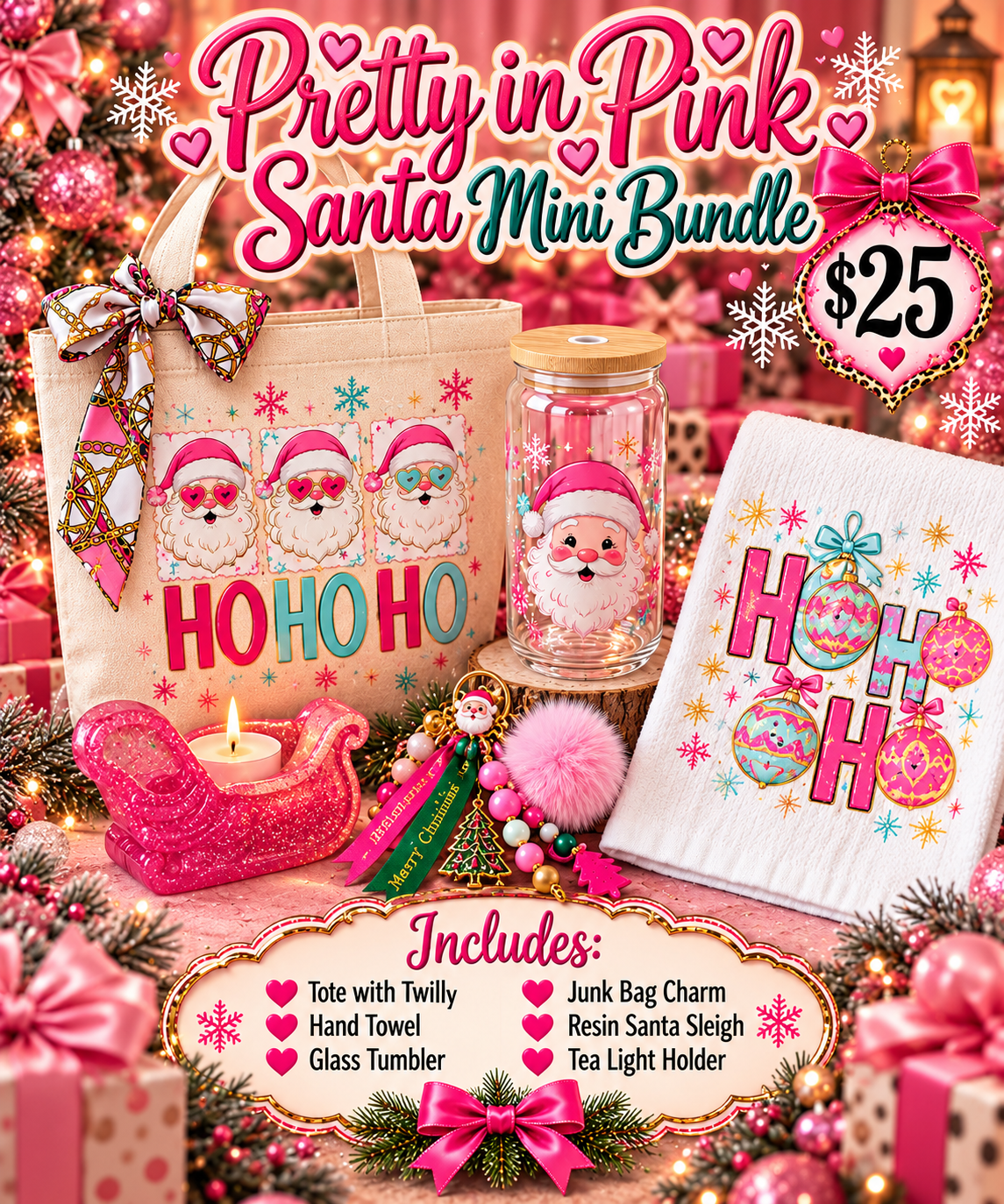 Pretty in pink Santa mini bundle