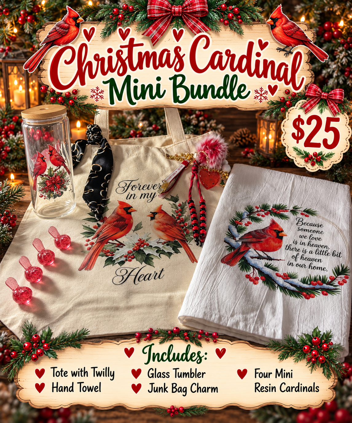 Christmas cardinal mini bundle
